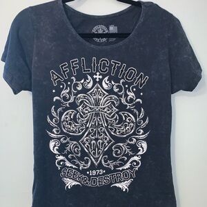 Affliction Women's Charcoal Graphic Tee
